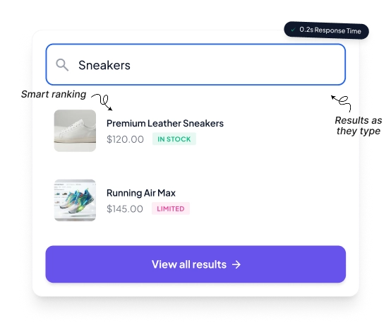 Live instant search preview